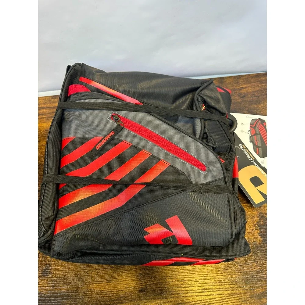 New DEMARINI Momentum 2.0 Wheeled Baseball Softball Equipment Bat Bag Black Red